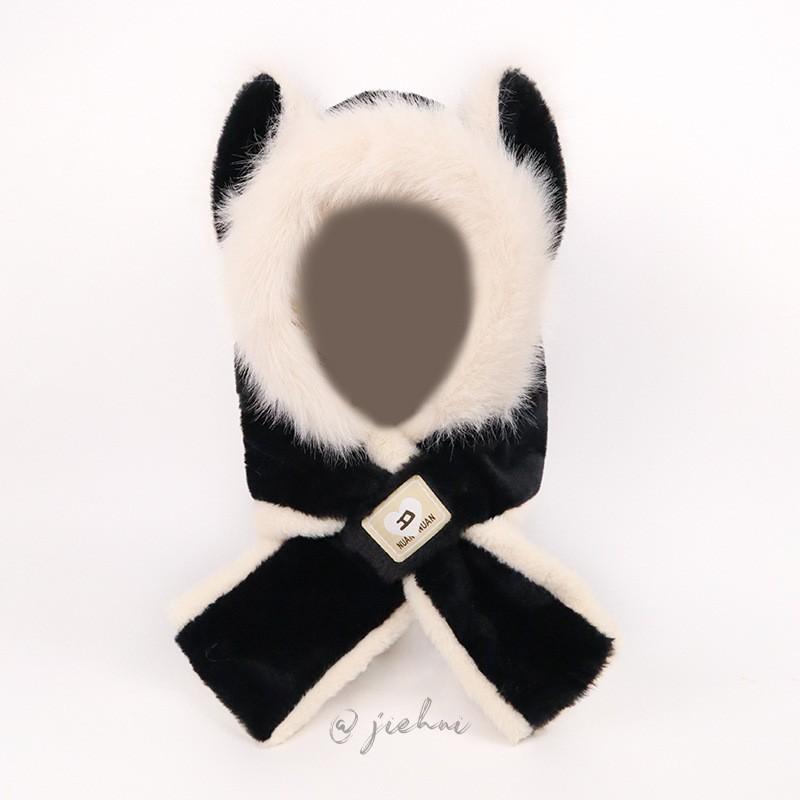 Mütze und Schal integriert Damen Winter vielseitig niedlich Plüschmütze koreanische Version Feuerfuchs Ohren verdickt winddicht Kapuze Tide