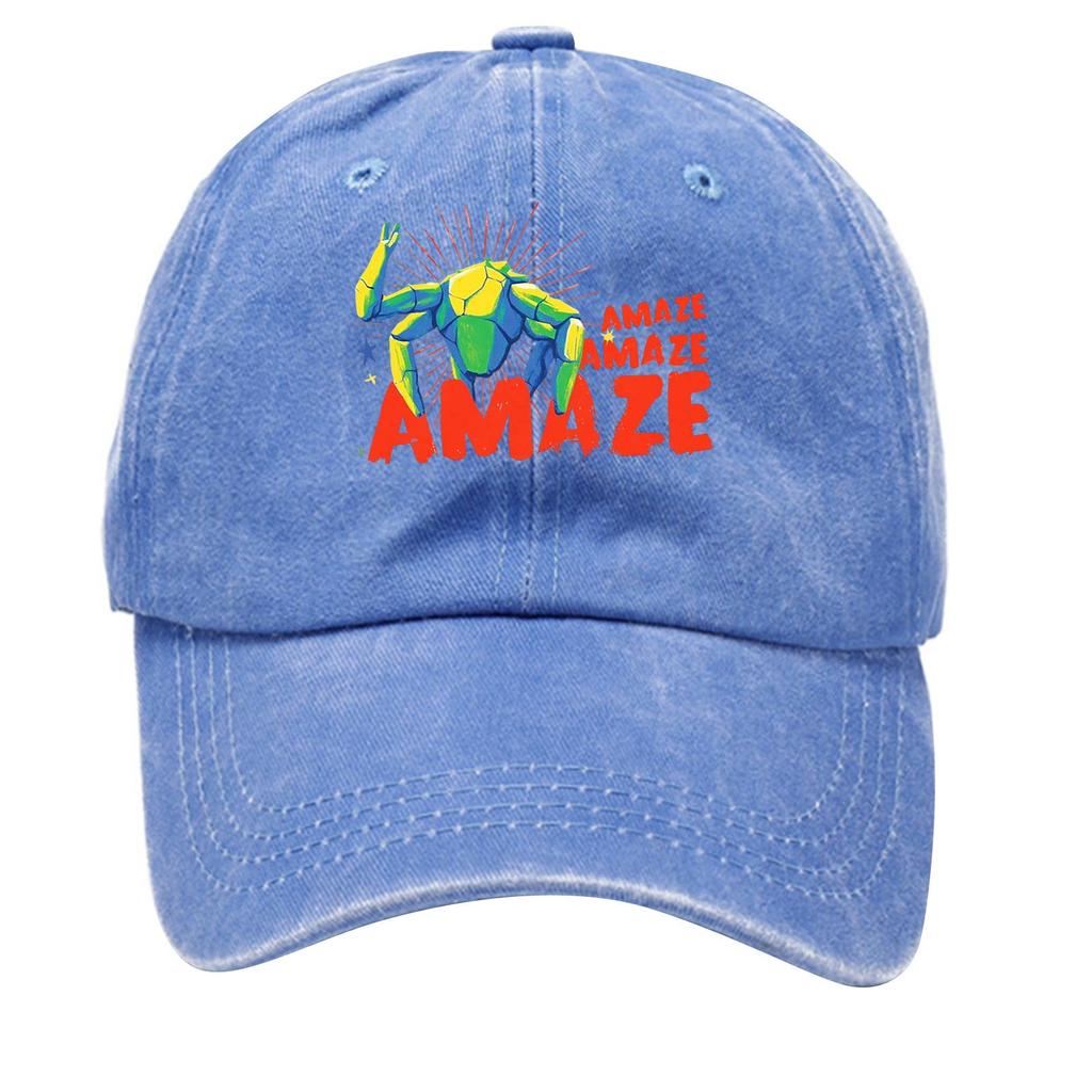Washed Cotton Baseball Cap With Printed Distressed Soft Top Denim Hat For Men, European And American Retro Hat