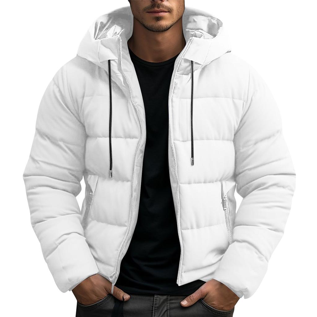 Men's Leisure Adding Fleece Thickened Hooded Hood Cotton-Padded Jacket Coat