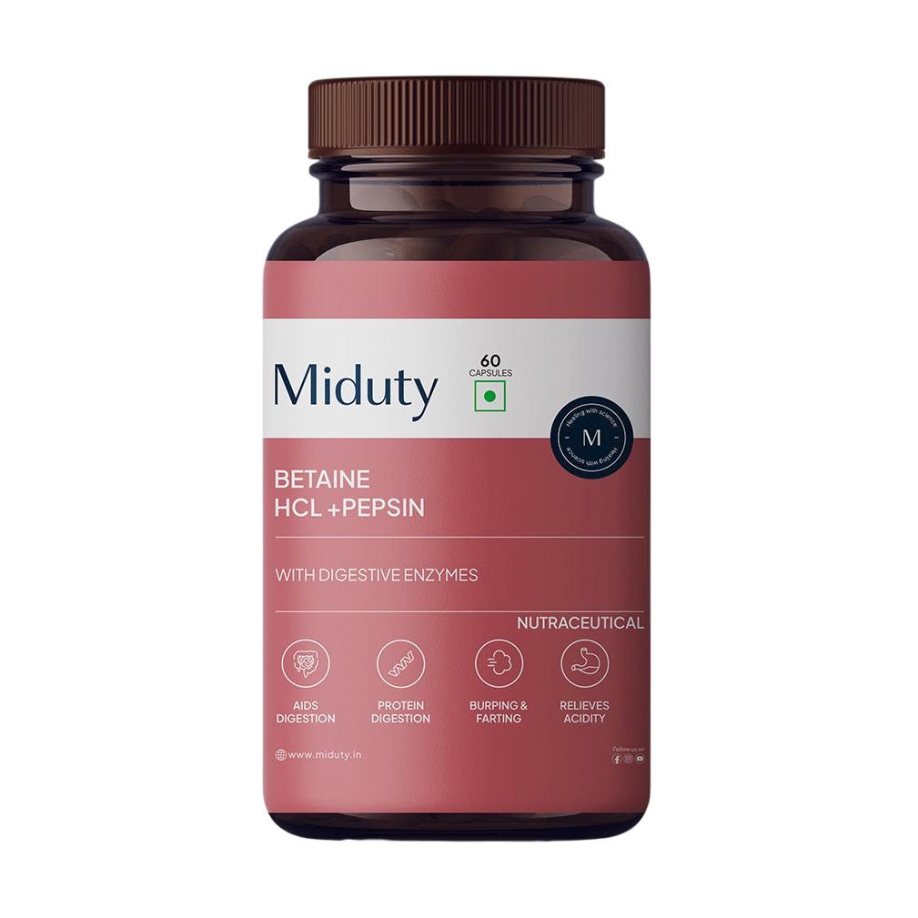 

Бетаин HCL + Пепсин (60 кап), Betaine HCL + Pepsin, Miduty