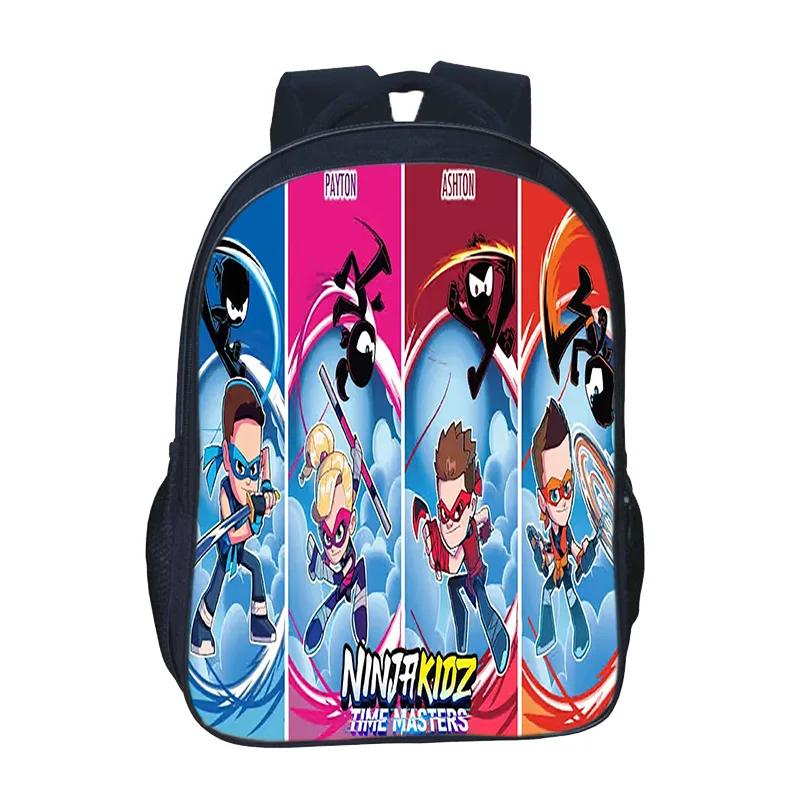 NINJA KIDZ Student Cartoon 3D Print Rugzak Jongen Meisje Casual Dubbele Schooltas Polyester Waterdichte Rugzak DIY Gepersonaliseerde Rugzakken NINJA KIDZ backbag