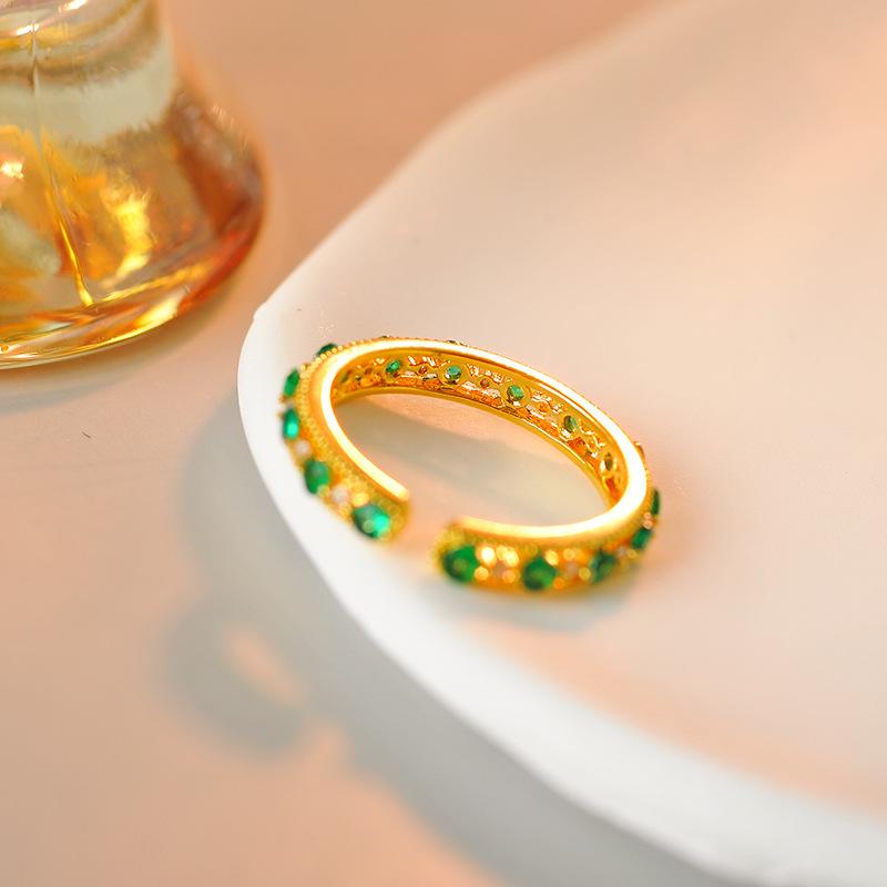 Emerald Zircon Diamond Retro Korean Fashion Ring
