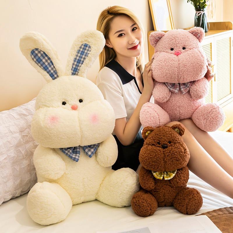 Cute Rabbit Pig Bear Plush Stuffed Doll Pillow For Birthday Gift