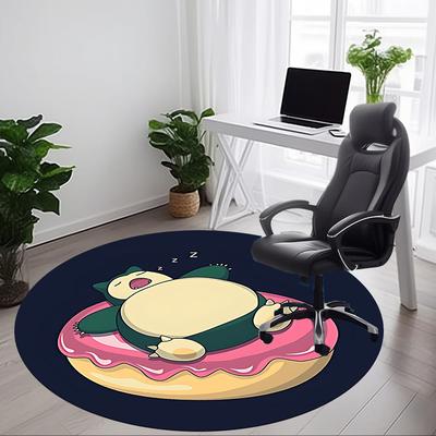 1pc Pokémon Sleepy Donut Office Round Area Rug, Indoor Mat Suitable For Office, Under Office Chairs Bedroom Living Room Home Decor, Room Deco