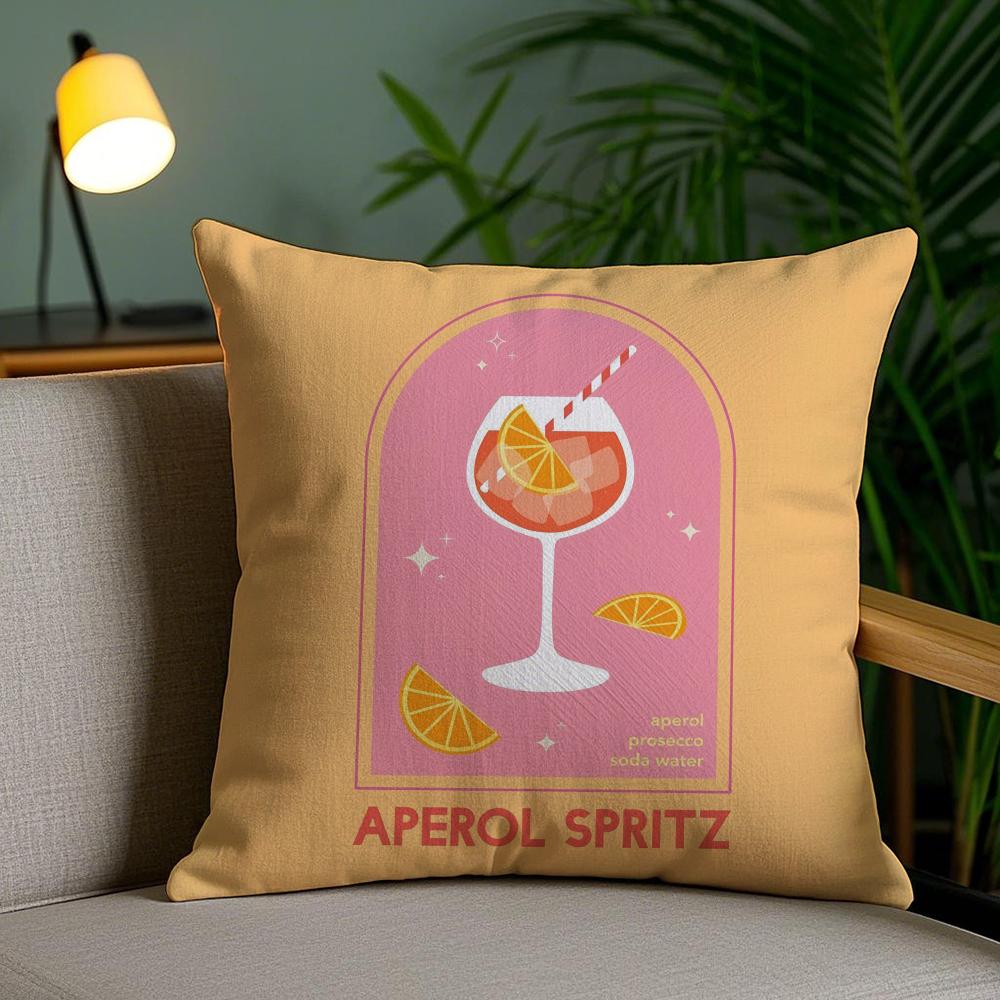Federa per Cuscino Aperol Spritz Classico Morbido Peluche Corto Stampa Double-Sided Decorazione per la Casa Federa Lavabile in Lavatrice Regalo
