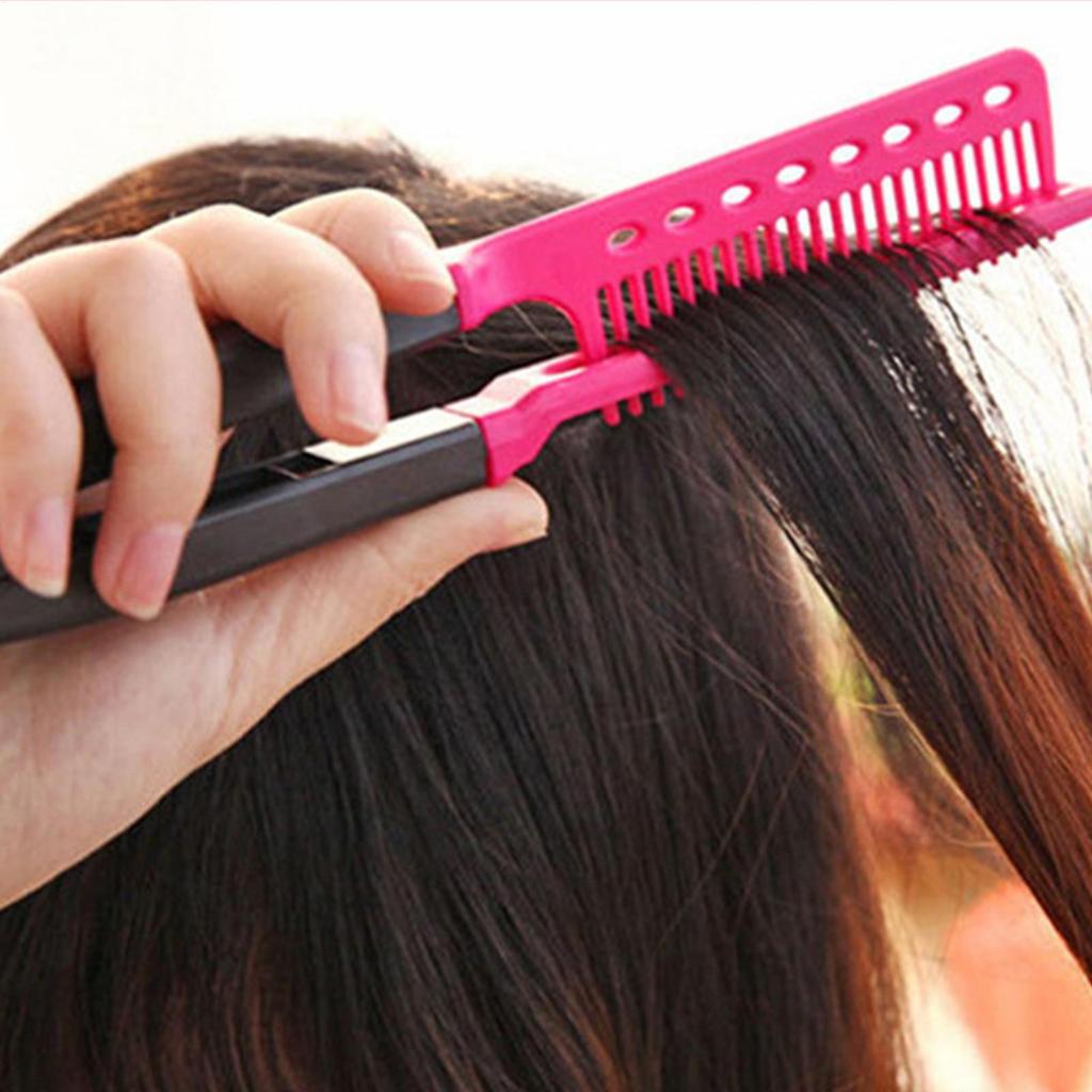 Hair Splint Comb V Shaped Hair Straightener Brush V-Shaped Curved Design Hair Styling Comb for Hotel Dormitory Business Trip