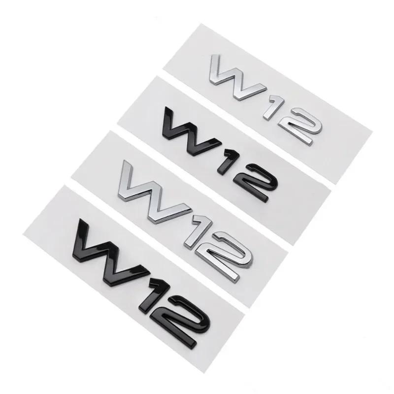 3D ABS Crom Negru Litere W12 Emblema Autocolant Accesorii Aripă Laterală Portbagaj Spate Mașină·
