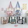 Niedliche Kitten Ita Bag mit großer Kapazität - Transparente Umhängetasche mit Cartoon-Print für Studenten