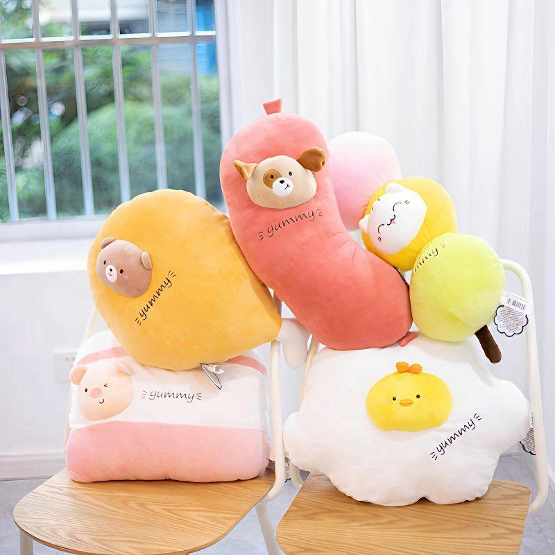 50CM Five-flower Broiler Leg Cartoon Large Plush Toy Poked Egg Sofa Cushion Pillow Doll For Children's Birthday Christmas Gift