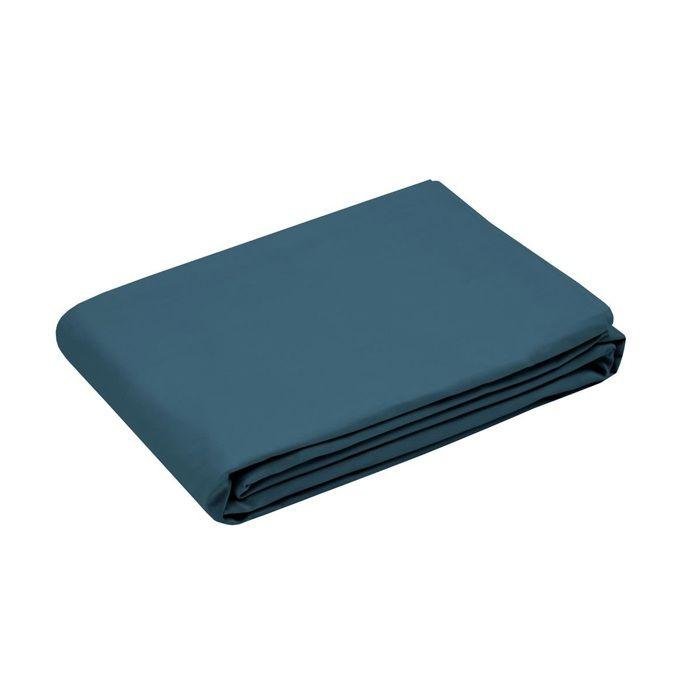 Housse de couette en percale de coton uni 240 x 220 cm Elysée pétrole