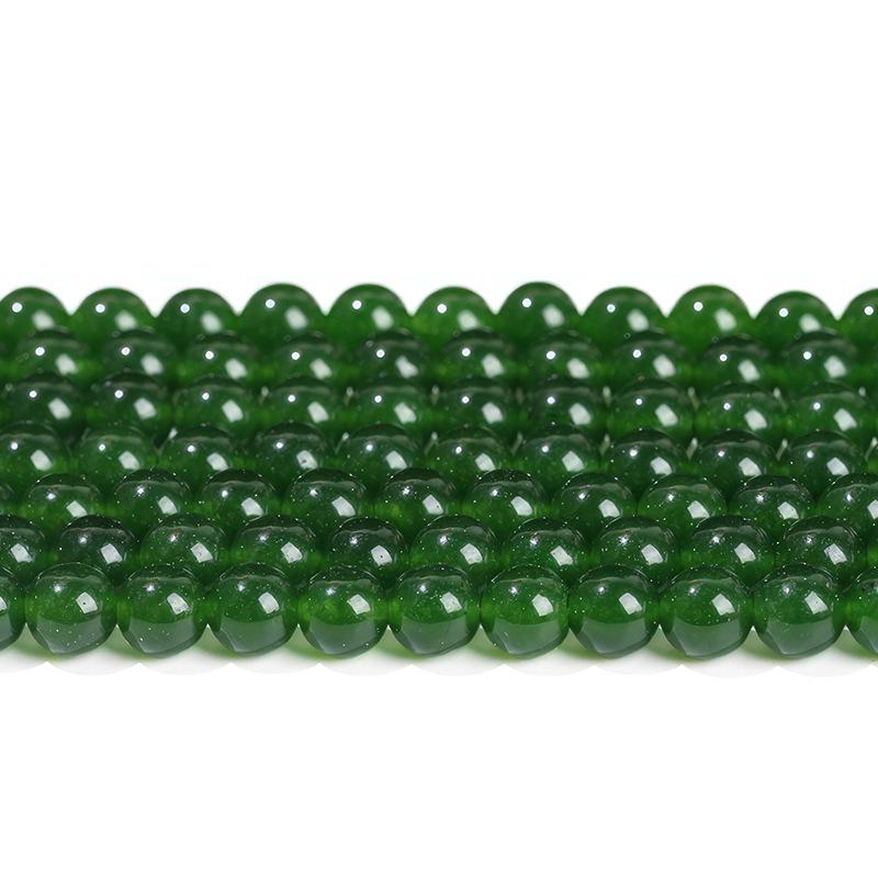 Hetian Jasper Olive Green Chalcedony Round Beads for DIY Jewelry and Bracelets