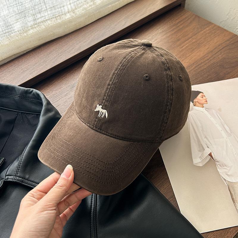 Grape Purple Embroidered Little Fox Soft Top Baseball Cap Women's New High Quality White Cap