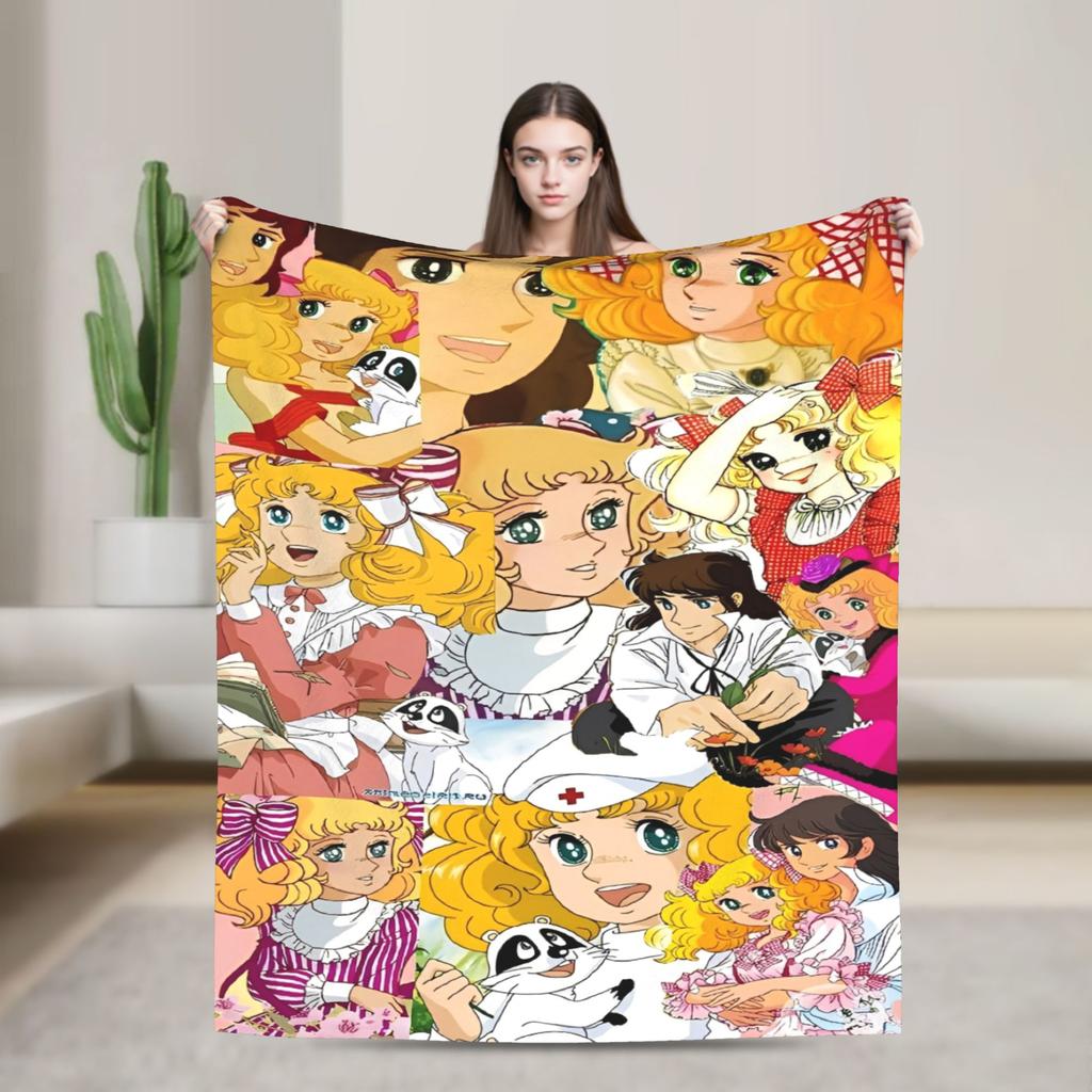 Candy Candy And Terry Anime Blanket  Warm Soft Funny Plush Bedding Throws For Couch Bed Travel Flannel Bedspread Bed Cover