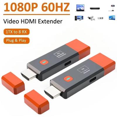 Belaidis HDMI vaizdo siųstuvas ir imtuvas, ilgiklis, TV priedėlis, dongle adapteris, skirtas PC, kamerai, nešiojamam kompiuteriui į projektorių, monitorių, televizorių