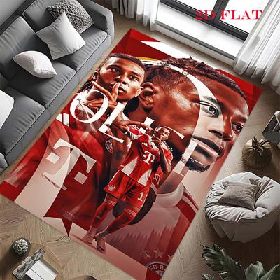 FC Bayern München Teppich für Wohnzimmer Schlafzimmer Zuhause Sofadekoration, Rutschfeste Bodenmatte für Kinder zum Spielen