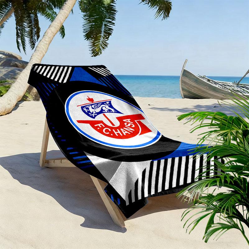 Asciugamano da Spiaggia Stampato FC Hansa Rostock, Asciugamano Grande Morbido Asciugatura Rapida per Spiaggia Campeggio Nuoto