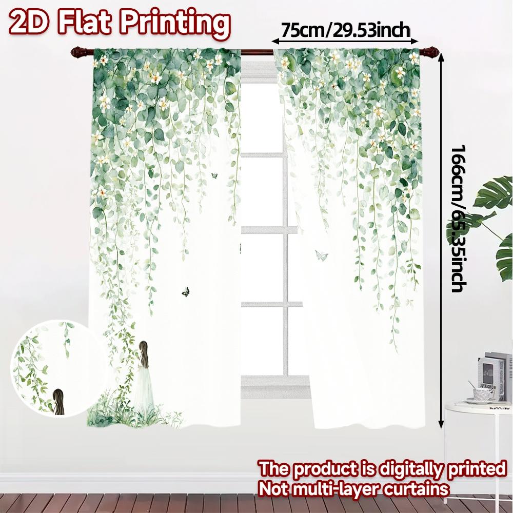 Flat Printing Jit Curtains Without Rod Floral Flutter Chic Curtain Fabric Prints Home Decor Semi Sheer Set Of 2 Made Polyester