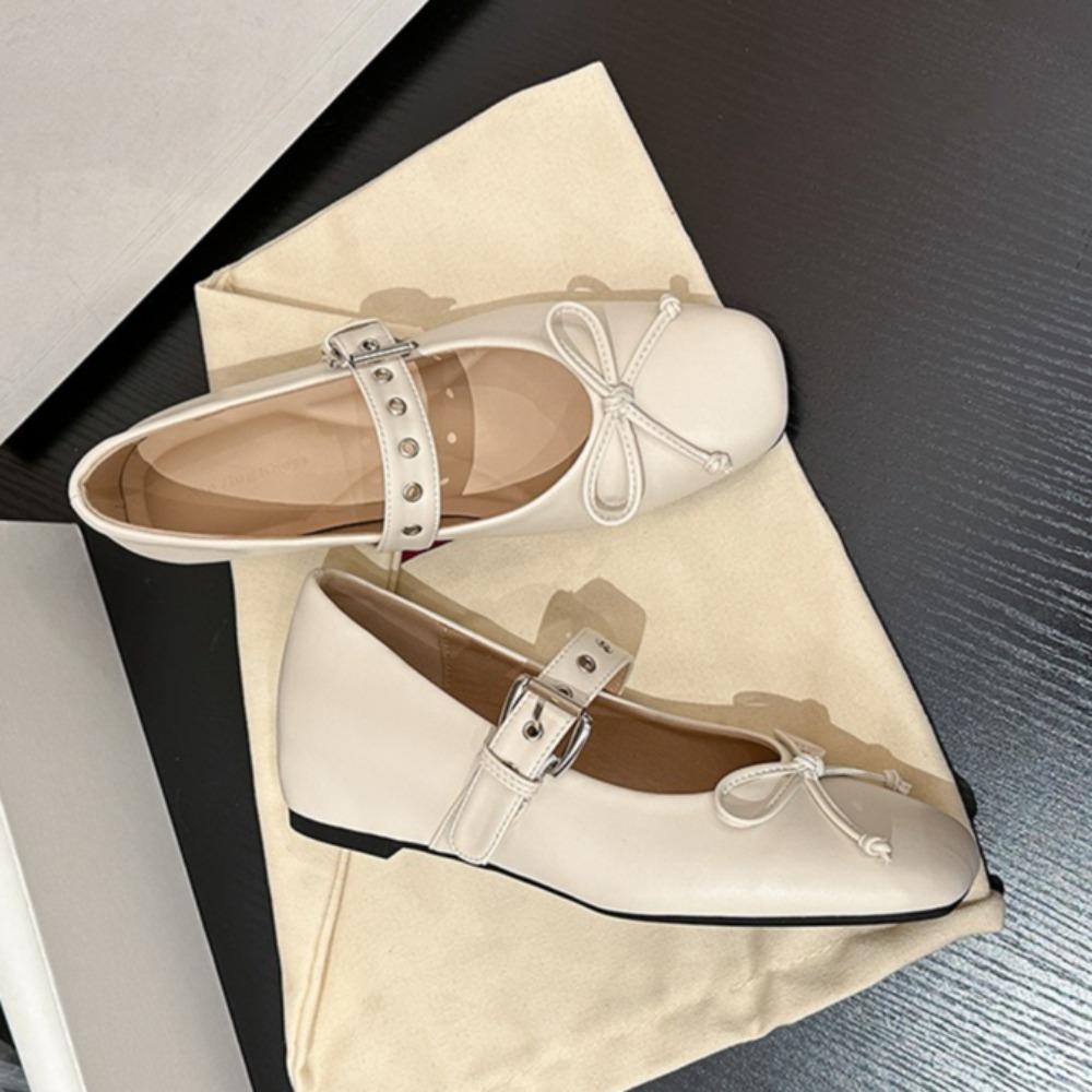 Temperament Inner Height Increase Single Shoes Women's Shoes Fashion Spring Summer New Bow Square Head Mary Jane Shoes Trend