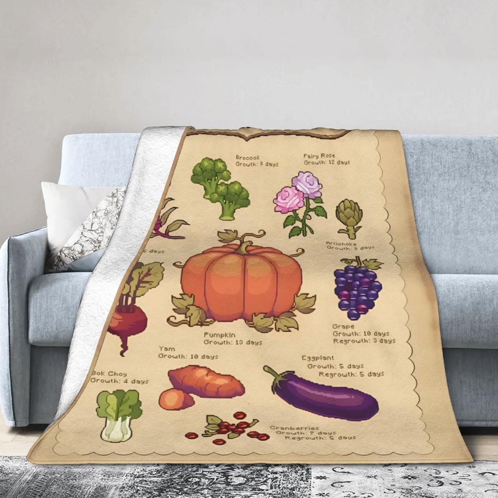 Fall In Stardew Valley Coral Fleece Plush Throw Fashion Blanket Plant Illustration for Couch Knitted Fashion Blanket Super Soft Portable Qui