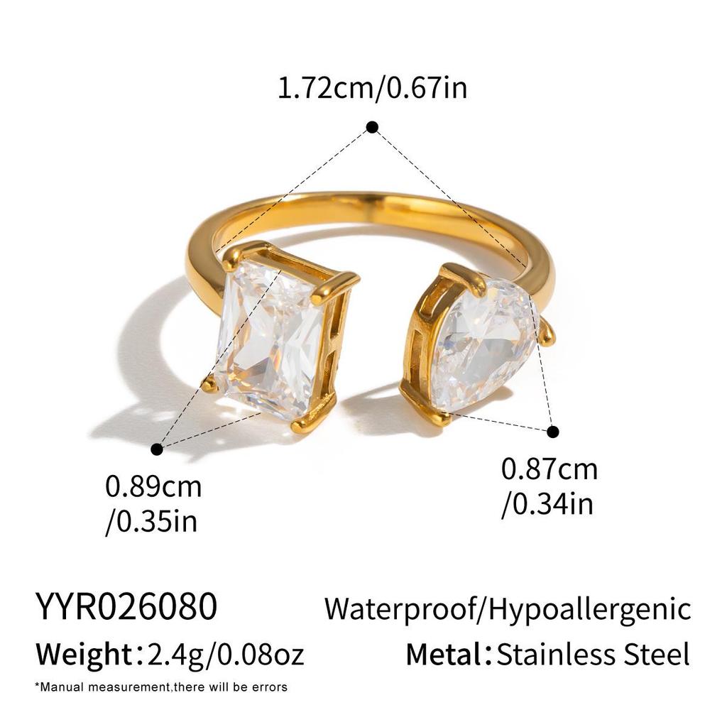 Xia Ling Cubic Zirconia Titanium Steel Ring, 18K Gold-Plated, Luxurious European & American Style.