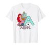 Disney The Little Mermaid Cute Ariel Colorful Floral Logo T-shirt