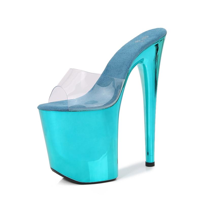 Eiyken Sexy Stiletto High Heels Platform PVC Transparent Women Slippers Shoes Street Style Banquet Prom Slide