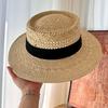 Women's Summer Straw Hat, Casual Style, Hollowed-out Large Brim, Niche Sun Protection, Concave Top, Flat Brim, Trendy Beach Hat