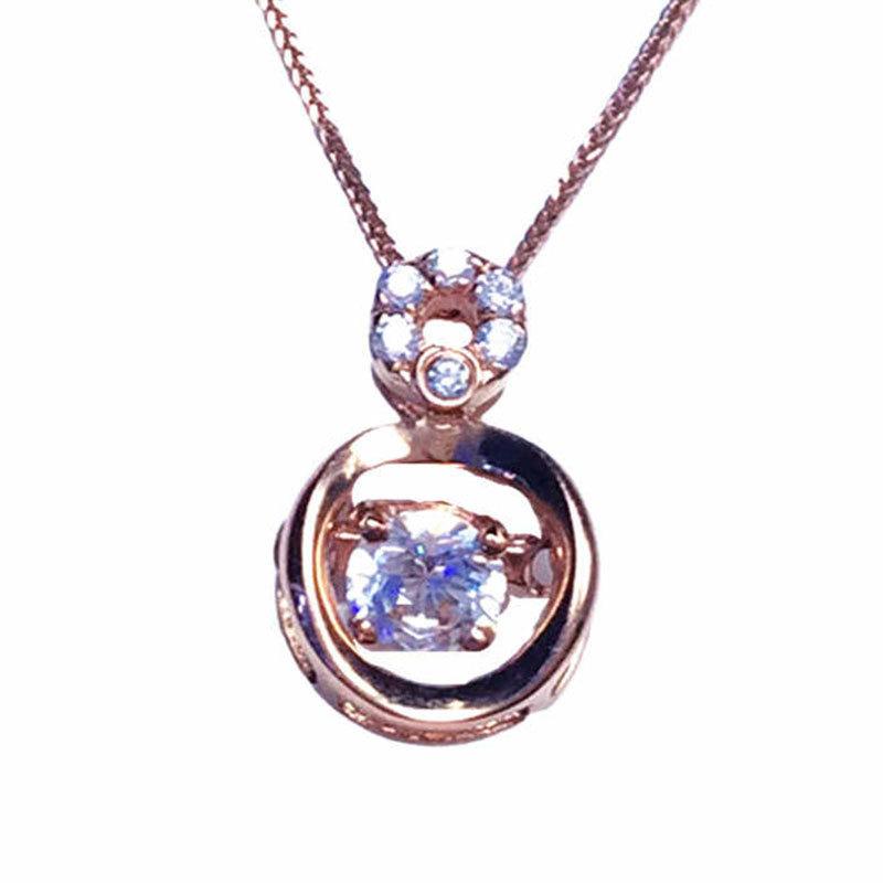 Rose Gold Plated Inlaid Zircon Smart Pendant Fashionable Light Luxury Purple Gold Color Gold Necklace