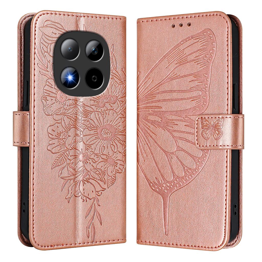 For Xiaomi Redmi Note 15 Pro 5G (Global) Wallet Case with Wrist Strap Butterfly Imprint Leather Phone Cover