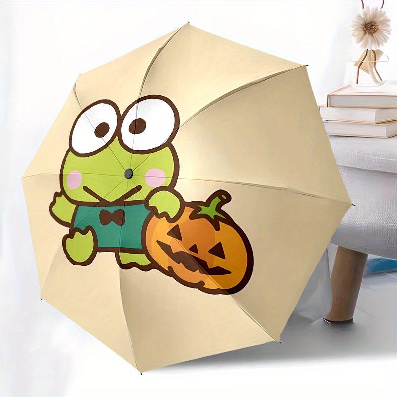 Keroppi,Pumpkin Automatic Folding Umbrella-Simple 8-Rib Design, Bright Cartoon Pattern, Durable Iron Frame, Suitable For Travel, Outdoor, Be