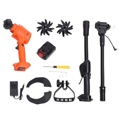 Cordless Mini Tiller 235RPM 4 Tines Electric Cultivator for Gardening Loosening Soil Trenching 4 Inch Work Width 1.5Ah Battery US Plug