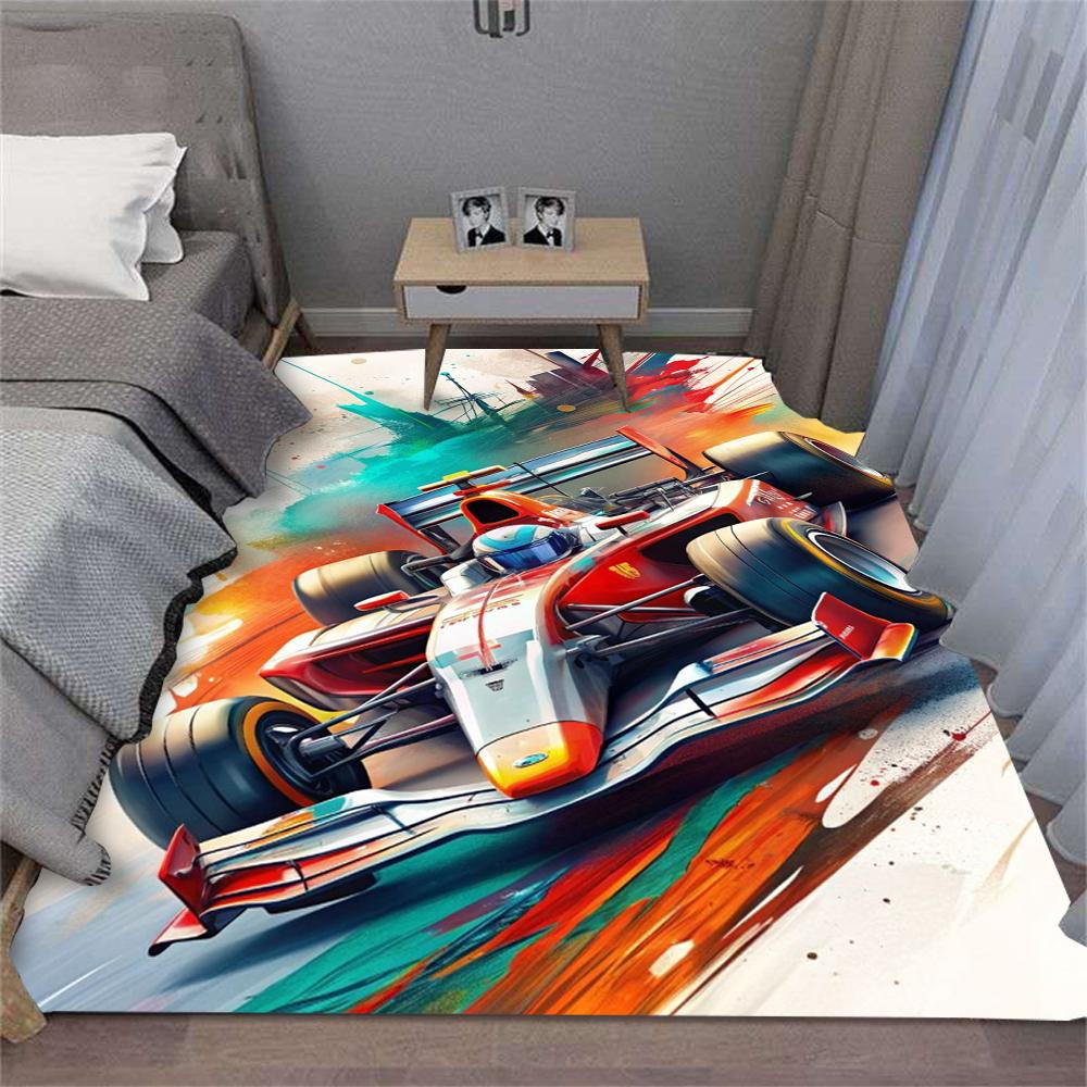 Alfombra con Diseño de Coche Deportivo Amarillo para Dormitorio Sala de Estar Decoración Moderna del Hogar Suave Antideslizante Lavable Alfombra Grande de Área para Piso