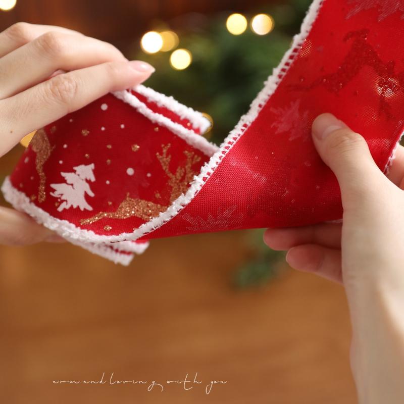 2M Christmas Ribbon Red Pink Series Ribbons For Xmas Decoration Diy Craft Supplies Gift Decoration Box Packaging Ribbon