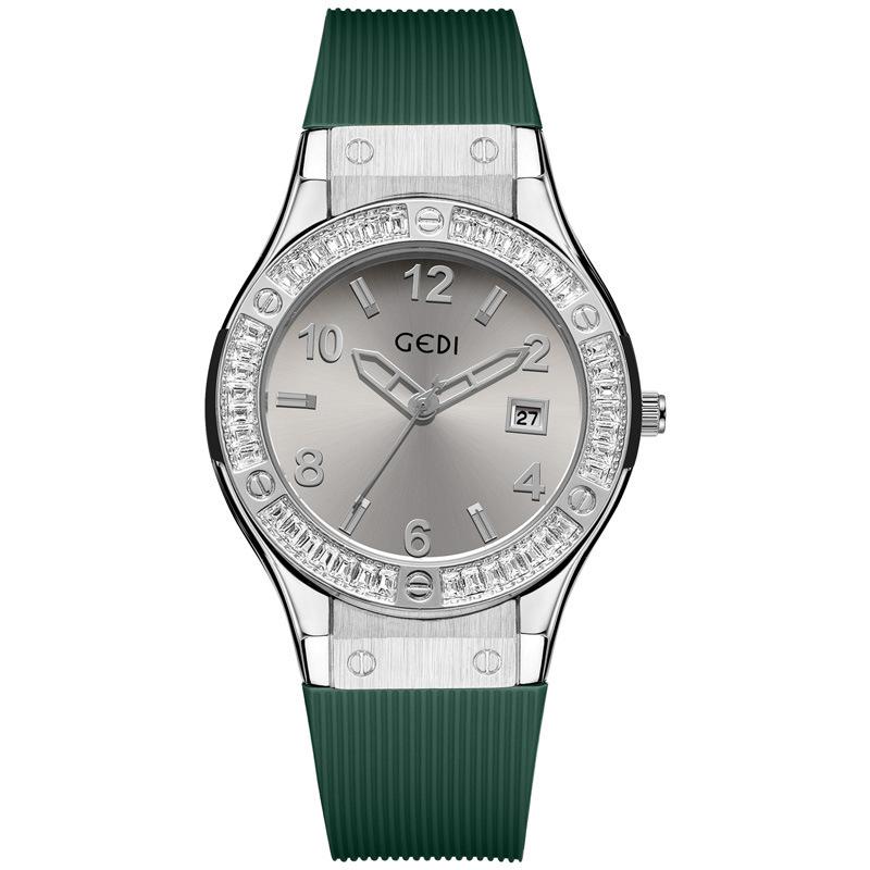 Light Luxury Diamond-Encrusted Calendar Silicone Women'S Quartz Watch High Value Niche Silicone Watch For Middle School Students