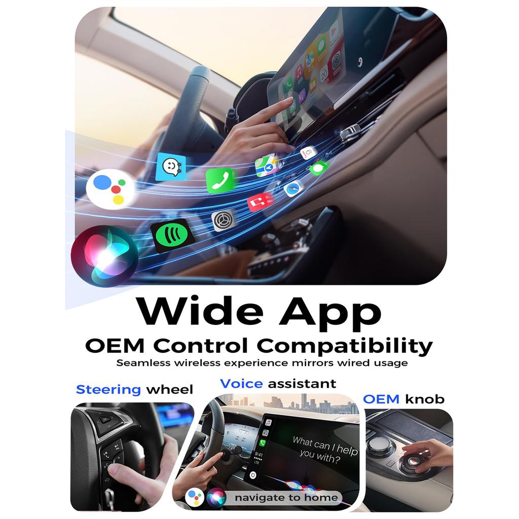 Wireless Car Play / Android Auto Adapter 2 In 1 Wired To Wireless Converter for Built-in Car Play / Android Auto Vehicles