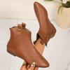 New Fashion Women'S Vintage Booties Fall Fashion Pointed Toe Rear Zip Soft Leather Low Follower Single Boots
