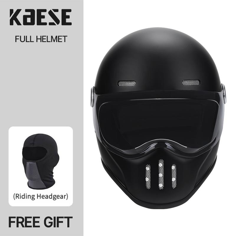 New Fashion Retro Motorcycle Helmets Fiberglass Shell Vintage Cafe Racer Fiber Glass Full Helmet for Motocross Scooter