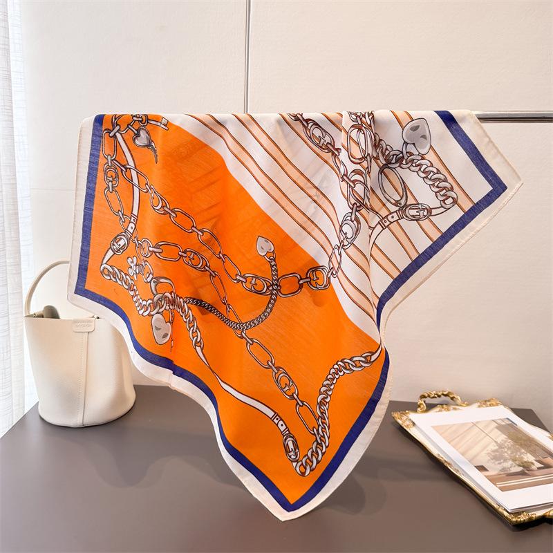 Polka Dot Style Herringbone Pattern Cotton And Linen Small Square Scarf Silk Scarf Imitation Velvet Headscarf Shawl Sun Protection Scarf Women'S Scarf