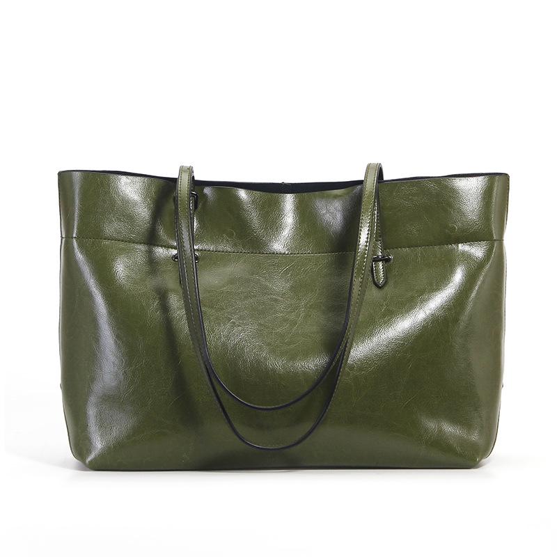 Damen Echtleder Allround-Tote - Europäische & Amerikanische Mode, Schultertasche mit großem Fassungsvermögen