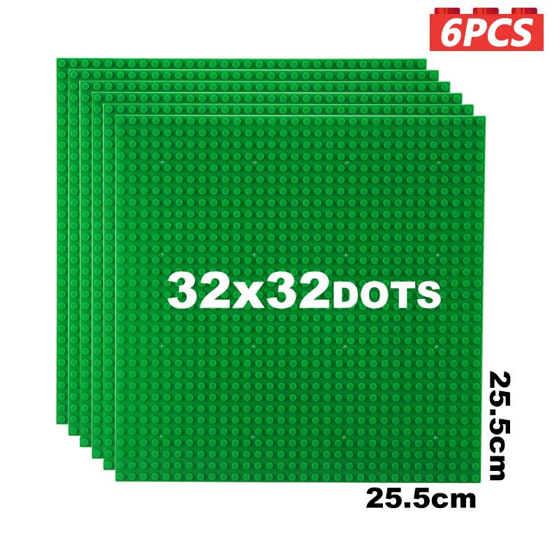 

MKTOYS 32x32 строительные опорные пластины, комплект из 6 шт., классическая кирпичная опорная плита 10x10 дюймов 25x25 см, строительный блок, плита Constuctor Green 6PCS