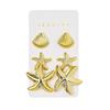 Set da 3 paia in acrilico stile spiaggia con conchiglie e stelle marine, orecchini multipli per donna, orecchini a card, versatili per l'uso quotidiano