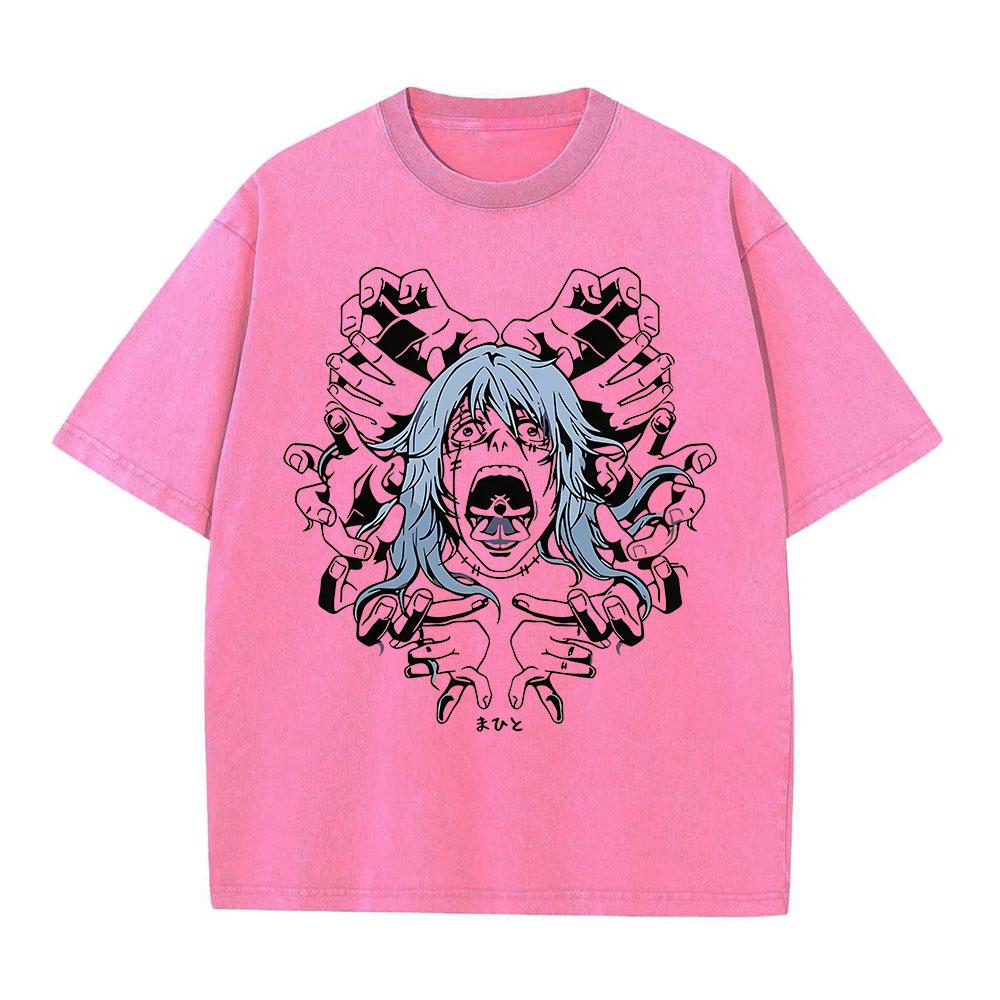 Anime Jujutsu Kaisen T-skjorter Vintage Vasket T-skjorte Harajuku Oversize Bomulls-T-skjorte Bomull Mote Streetwear Unisex Topp