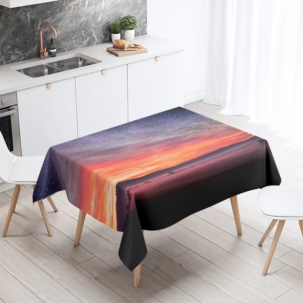 Natural Scenery Tablecloth Outdoor Camping  Anti-fouling Waterproof Rectangular  Home Table Decoration