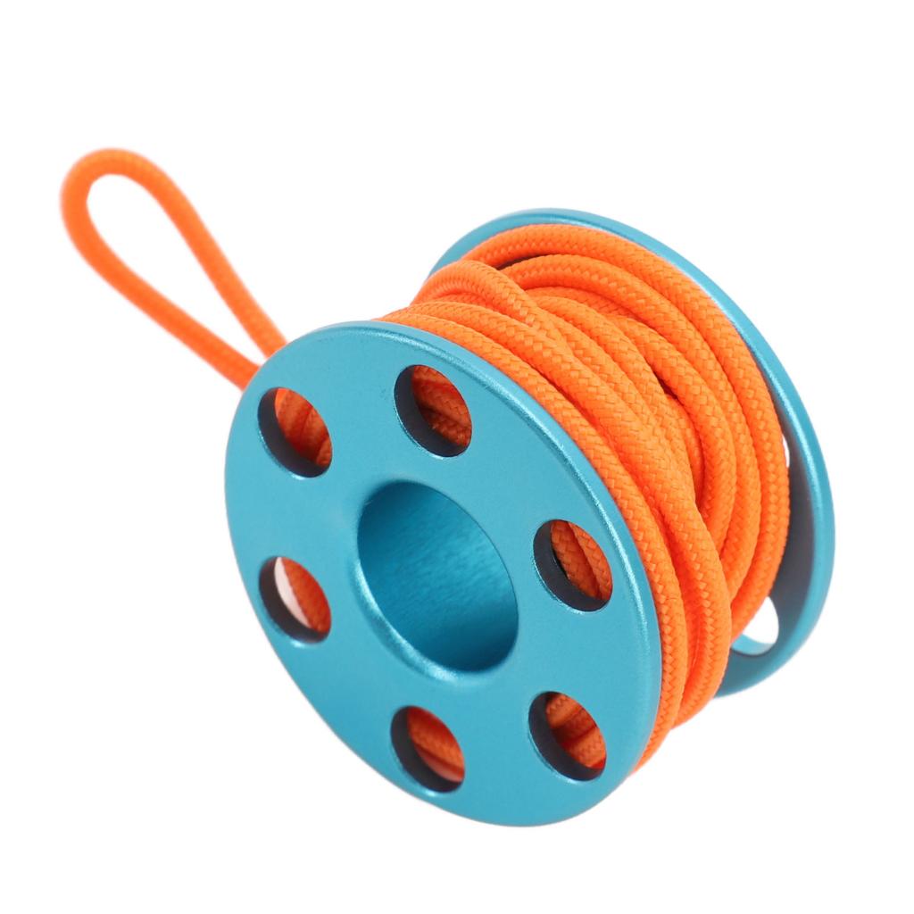 Scuba Diving Finger Reel Aluminum Alloy Mini Finger Spool Reel Pendant with Glow in The Dark Nylon Guide Line for