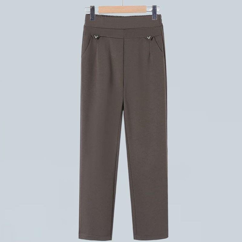 High-Waisted Winter Pants for Elderly Women - Loose, Thick, Velvet-Lined, Casual Long Style