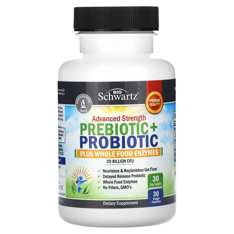 Advanced Strength, Prebiotic+Probiotic, 20 Billion CFU, 30 Veggie Capsules