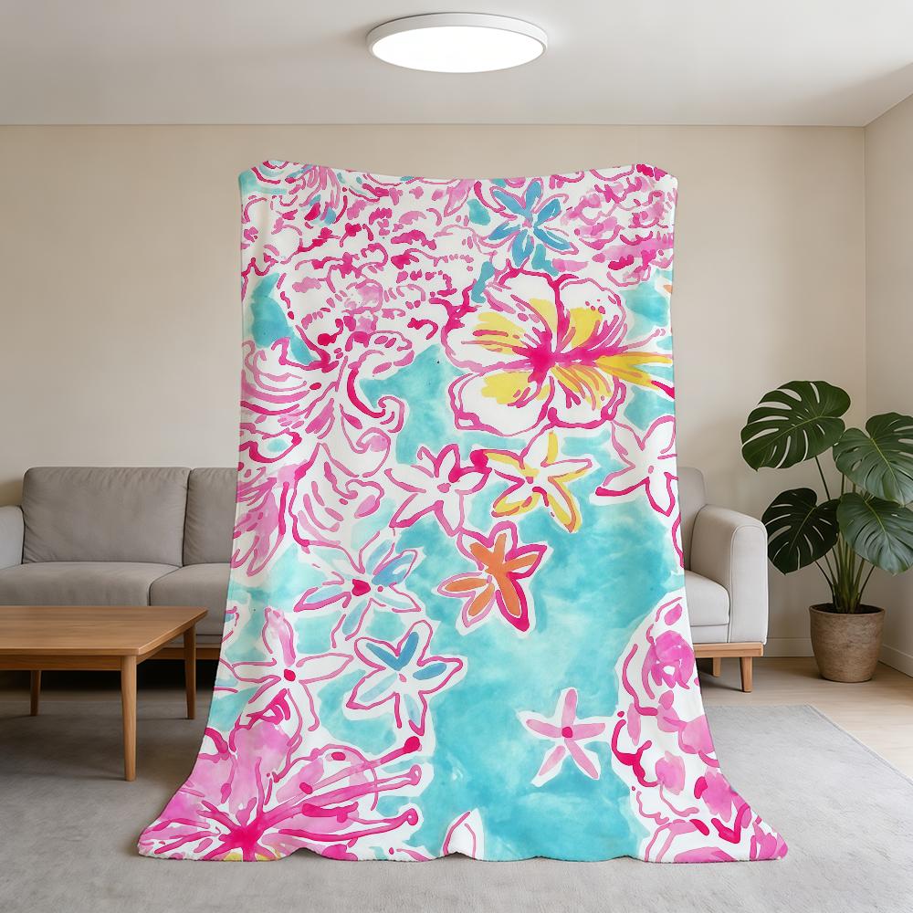 

Flower Blanket Cool Fashion Super Warm Comfortable Plush Throw Blanket Child Painting Home Sofa Bedroom Gift 75x90cm