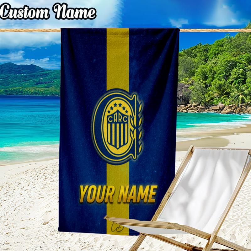 Custom Name Atlético Rosario Central Beach Towel - Soft, Ultra-Absorbent Microfiber, Lightweight, Perfect for Beach, Parties, Travel, Camping