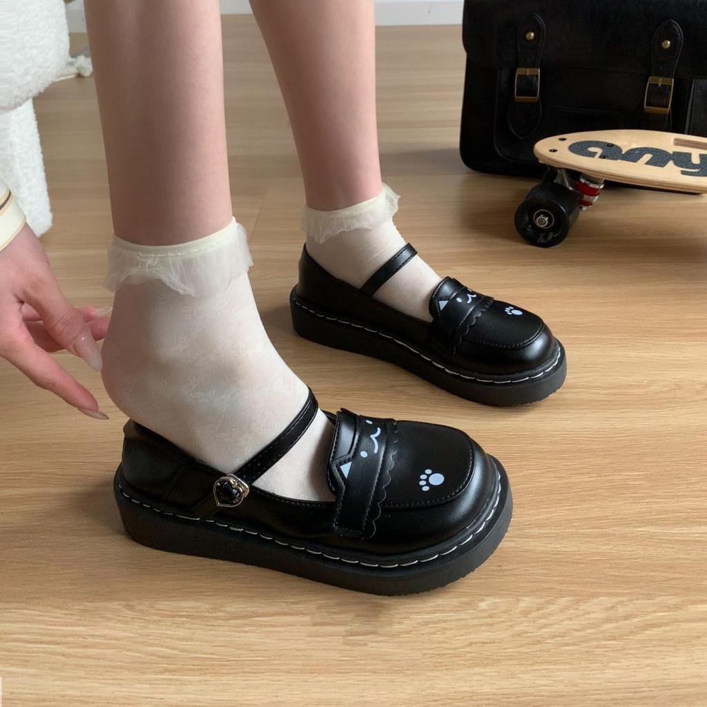 Height-increasing Muffin Retro Big Head Shoes Are Comfortable, Sweet and Cool Platform Shoes 2025 Autumn New British Style Small Leather Shoes Single