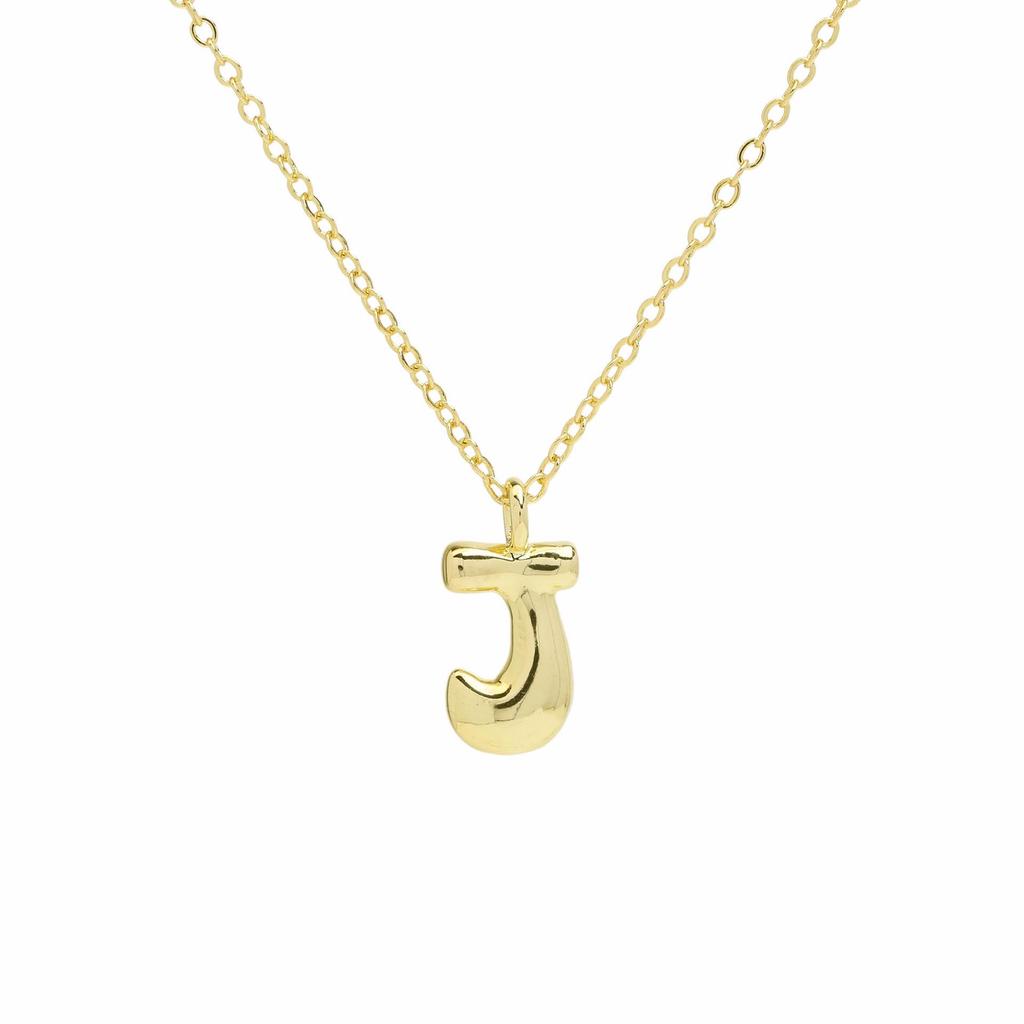 18K Gold Plated Balloon Bubble Hip Hop Necklace with 26 English Letters for Women